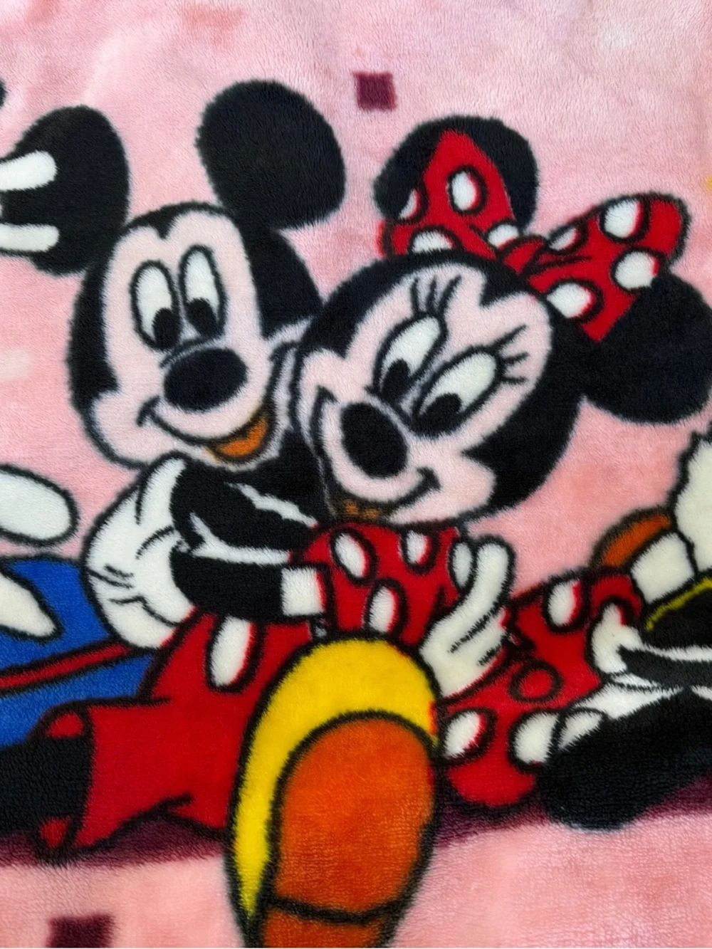 VTG Baby Mickey & Friends Plush Minky Blanket Minnie Daisy Goofy 61x85 Soft Nice